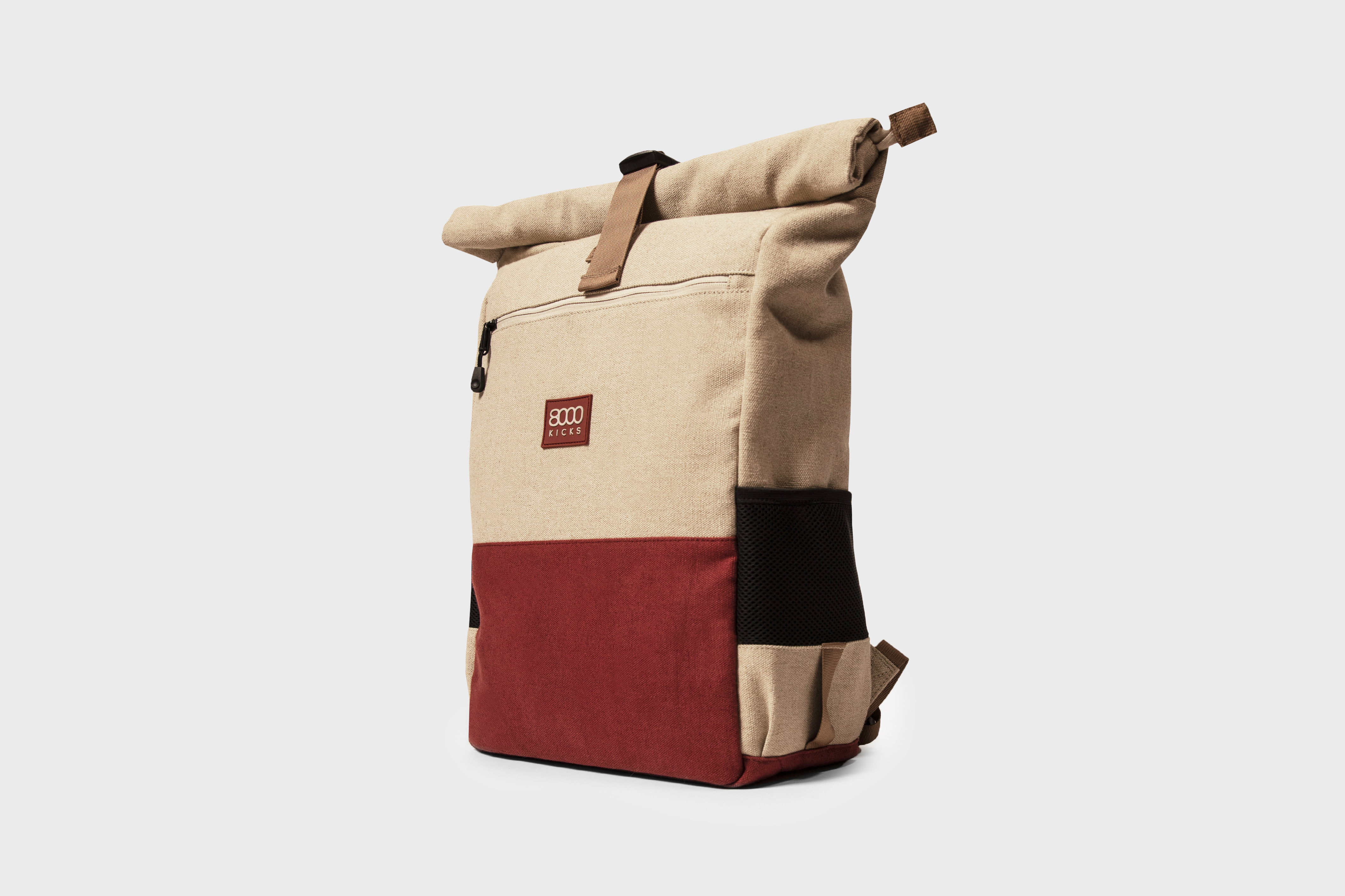 Rucksack in Beige und Rot