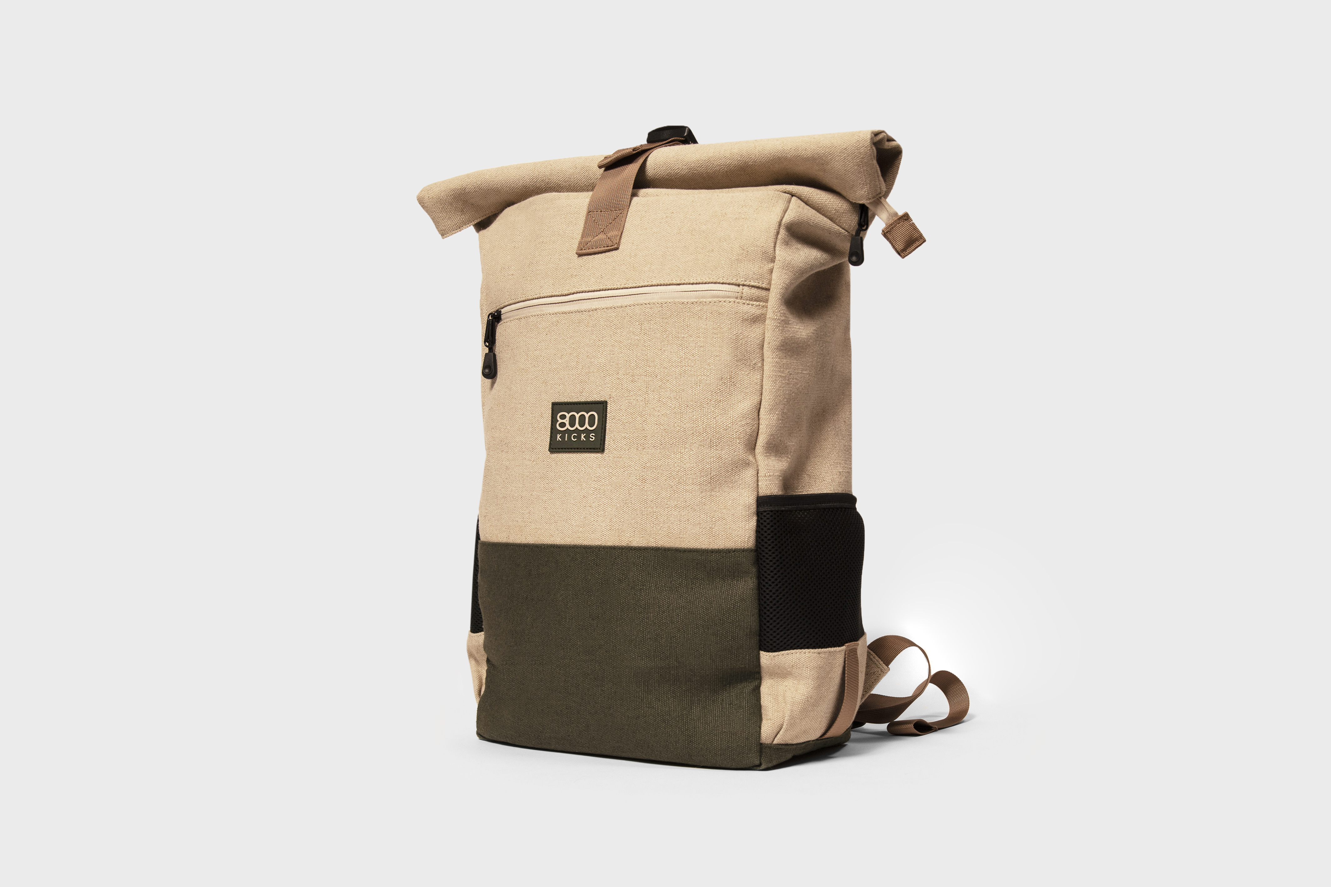 Rucksack in Beige und Grün
